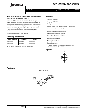 RFP15N05L Datasheet PDF Intersil
