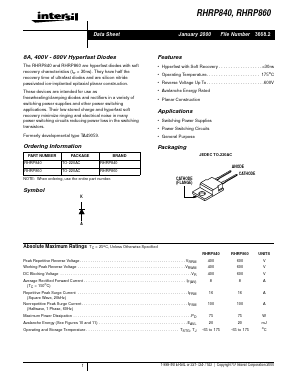 RHRP860 Datasheet PDF Intersil