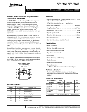HFA1112AIB Datasheet PDF Intersil