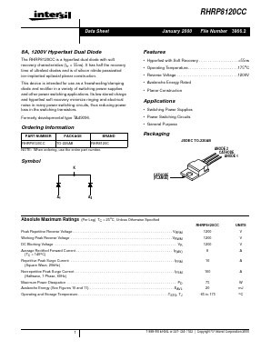 RHRP8120CC Datasheet PDF Intersil