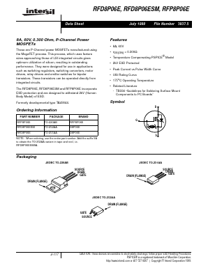 RFP8P06E Datasheet PDF Intersil