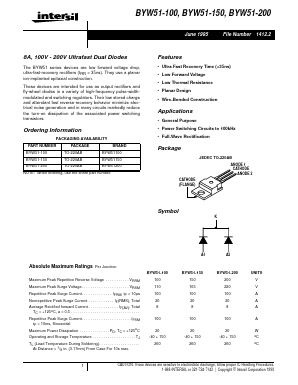 BYW51200 Datasheet PDF Intersil