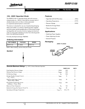 RHR15100 Datasheet PDF Intersil