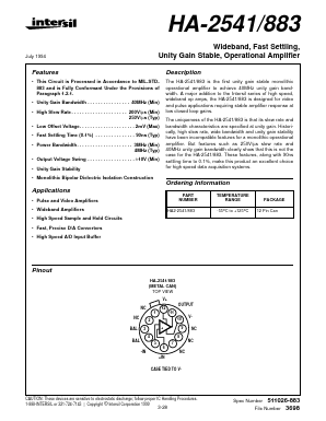 HA-2541/883 Datasheet PDF Intersil