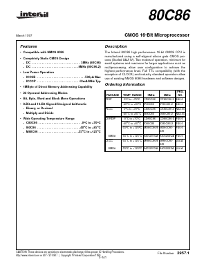 MD80C86 Datasheet PDF Intersil