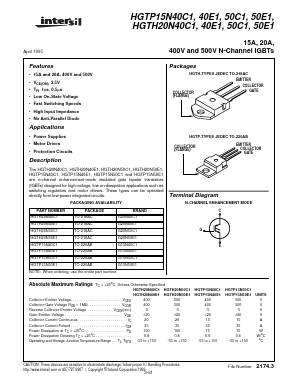HGTH20N0E1 Datasheet PDF Intersil