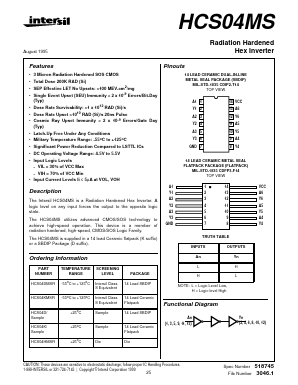 HCS04K/SAMPLE Datasheet PDF Intersil