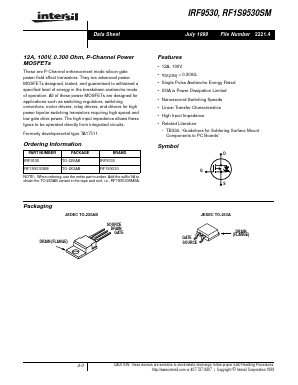 RF1S9530SM9A Datasheet PDF Intersil