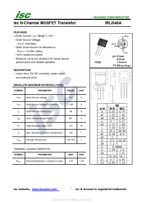 IRLI540A Datasheet PDF Inchange Semiconductor