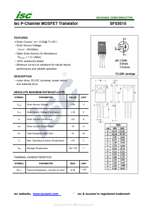 SFS9510 Datasheet PDF Inchange Semiconductor