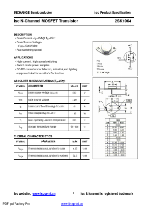 K1064 Datasheet PDF Inchange Semiconductor