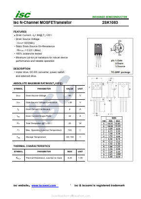 K1083 Datasheet PDF Inchange Semiconductor