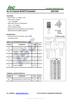 K1084 Datasheet PDF Inchange Semiconductor