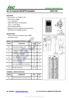 K1122 Datasheet PDF Inchange Semiconductor