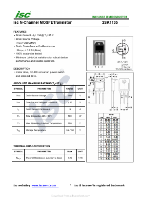 K1135 Datasheet PDF Inchange Semiconductor