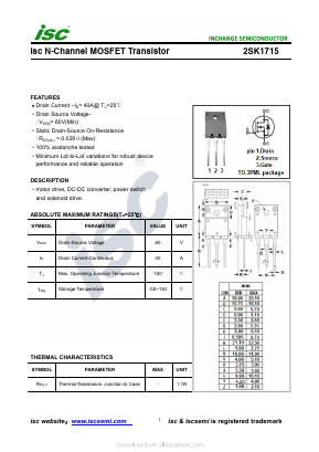 2SK1715 Datasheet PDF Inchange Semiconductor