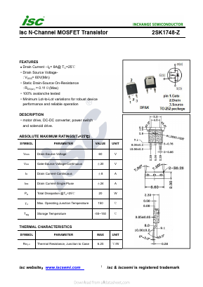 2SK1748-Z Datasheet PDF Inchange Semiconductor