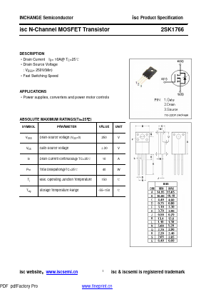2SK1766 Datasheet PDF Inchange Semiconductor