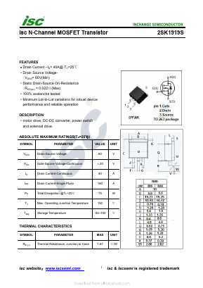 2SK1919S Datasheet PDF Inchange Semiconductor