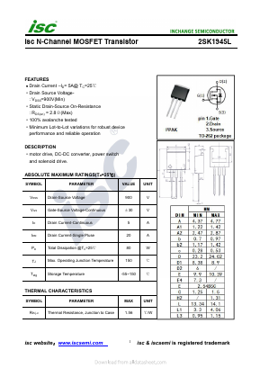 2SK1945L Datasheet PDF Inchange Semiconductor