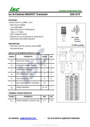 K1275 Datasheet PDF Inchange Semiconductor