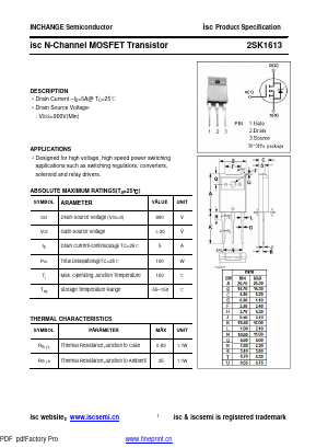 K1613 Datasheet PDF Inchange Semiconductor