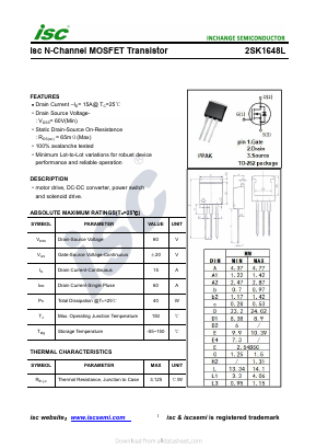 2SK1648L Datasheet PDF Inchange Semiconductor