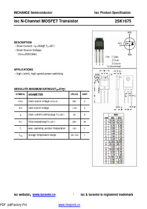 2SK1675 Datasheet PDF Inchange Semiconductor