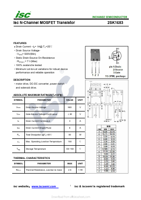 2SK1683 Datasheet PDF Inchange Semiconductor