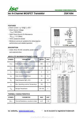 2SK1684 Datasheet PDF Inchange Semiconductor