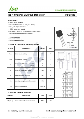 IRFS4615 Datasheet PDF Inchange Semiconductor
