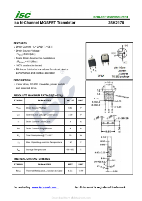 2SK2178 Datasheet PDF Inchange Semiconductor