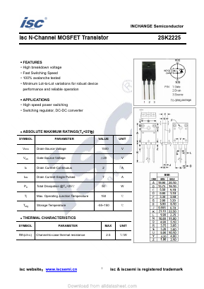 2SK2225 Datasheet PDF Inchange Semiconductor