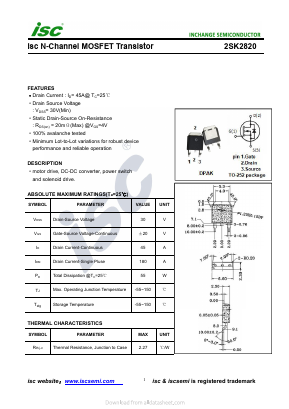 K2820 Datasheet PDF Inchange Semiconductor