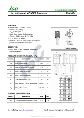 K3454 Datasheet PDF Inchange Semiconductor