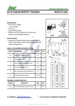 BUK7213-40A Datasheet PDF Inchange Semiconductor