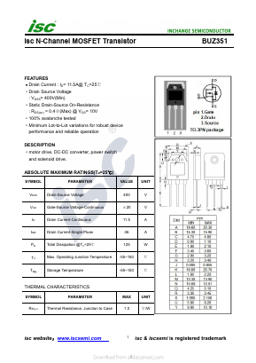 BUZ351 Datasheet PDF Inchange Semiconductor