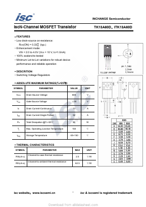 ITK13A60D Datasheet PDF Inchange Semiconductor