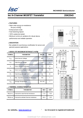 K2543 Datasheet PDF Inchange Semiconductor