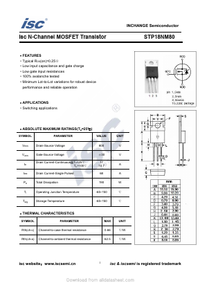 STP18NM80 Datasheet PDF Inchange Semiconductor