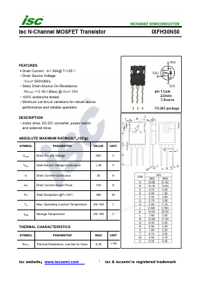 IXFH30N50 Datasheet PDF Inchange Semiconductor