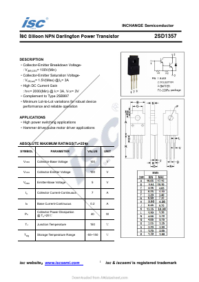 D1357 Datasheet PDF Inchange Semiconductor