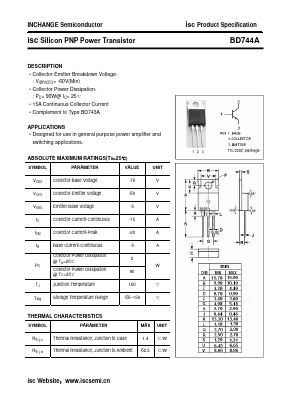 BD744A Datasheet PDF Inchange Semiconductor