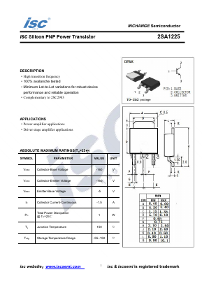 A1225 Datasheet PDF Inchange Semiconductor