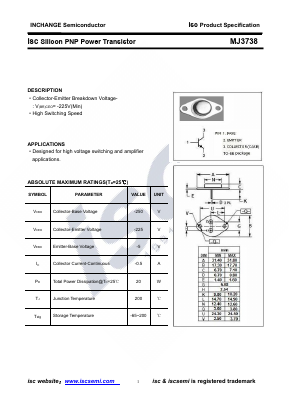 MJ3738 Datasheet PDF Inchange Semiconductor