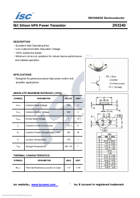 2N3240 Datasheet PDF Inchange Semiconductor