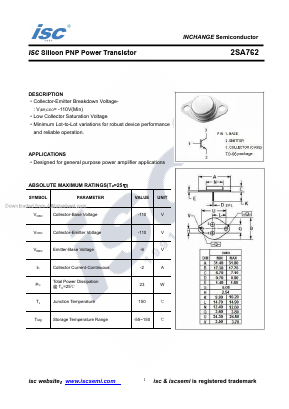 2SA762 Datasheet PDF Inchange Semiconductor