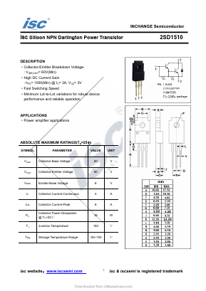 2SD1510 Datasheet PDF Inchange Semiconductor