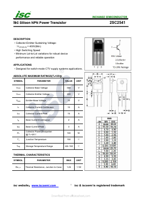 2SC2541 Datasheet PDF Inchange Semiconductor