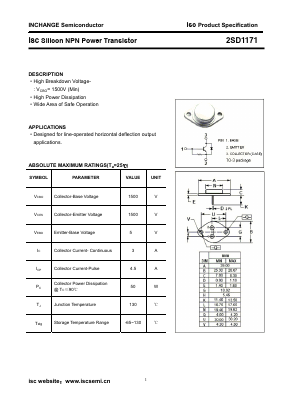 2SD1171 Datasheet PDF Inchange Semiconductor